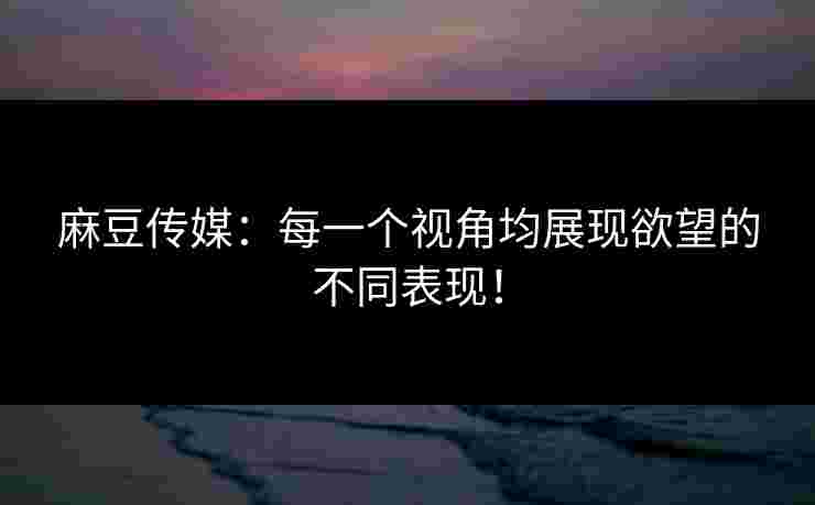 麻豆传媒：每一个视角均展现欲望的不同表现！
