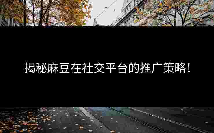 揭秘麻豆在社交平台的推广策略！